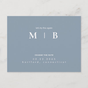 Einfache und leichte Monogramm Dusty Blue Ändern d Ankündigungspostkarte