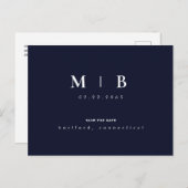 Einfache und leichte Monogramm Navy & White Save t Postkarte (Vorne/Hinten)