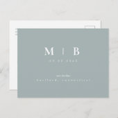 Einfache und leichte Monogramm schwaches MeerSpeic Ankündigungspostkarte (Vorne/Hinten)