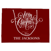 Einfache und lustige personalisierte Weihnachten Große Geschenktüte (Rückseite)