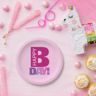Einfache und lustige Pink Happy Bday Paper Teller