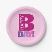 Einfache und lustige Pink Happy Bday Paper Teller (Vorderseite)