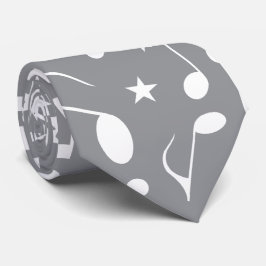 Einfache und lustige weiße Musiknoten auf Grau Krawatte