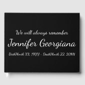 Einfache und minimale Begräbnisreise Gästebuch (Vorderseite)