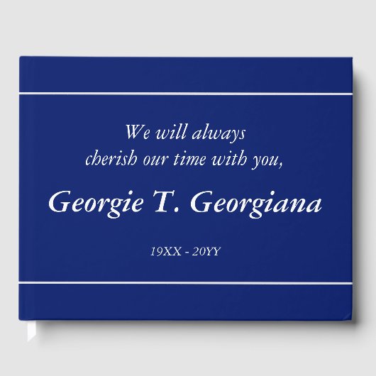 Einfache und minimale Begräbnisreise Gästebuch (Vorderseite)