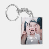 Einfache und minimale Familientyp mit Herz-Foto Ke Schlüsselanhänger (Vorderseite links)