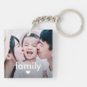 Einfache und minimale Familientyp mit Herz-Foto Ke Schlüsselanhänger (Rückseite)