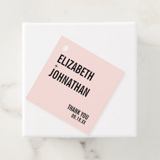 Einfache und minimale rosa Typografie Hochzeit Vie Geschenkanhänger (Beispiel)