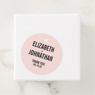 Einfache und minimale rosa Typografie Hochzeit Vie Geschenkanhänger