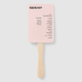 Einfache und minimale rosa Typografie Hochzeitspro Fächer (Rückseite)
