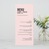 Einfache und minimale rosa Typografie-Menü-Karte Menükarte (Stehend Vorderseite)