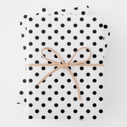 einfache und minimale schwarzweiße Polka-Punkte Geschenkpapier Set (Beispiel)