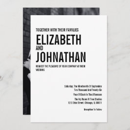 Einfache und minimale Typografie-Foto Hochzeit Einladung