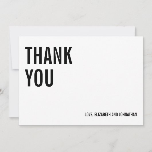 Einfache und minimale Typografie-Hochzeit Dankesch Dankeskarte (Vorderseite)