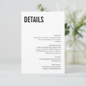 Einfache und minimale Typografie-Hochzeitdetails Begleitkarte (Stehend Vorderseite)