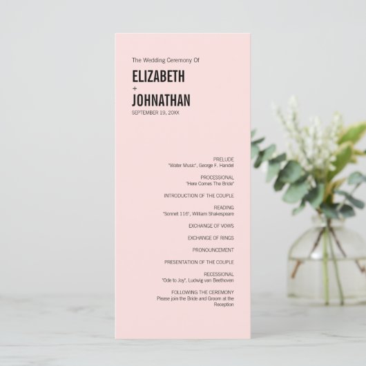 Einfache und minimale Typografie-Hochzeitsprogramm Programm (Stehend Vorderseite)