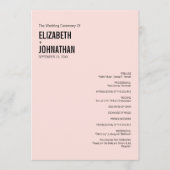 Einfache und minimale Typografie-Hochzeitsprogramm Programm (Vorderseite)