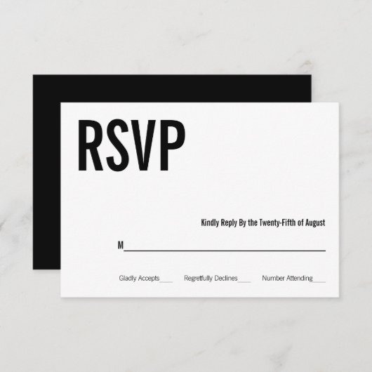 Einfache und minimale Typografie - RSVP-Karte RSVP Karte (Vorne/Hinten)