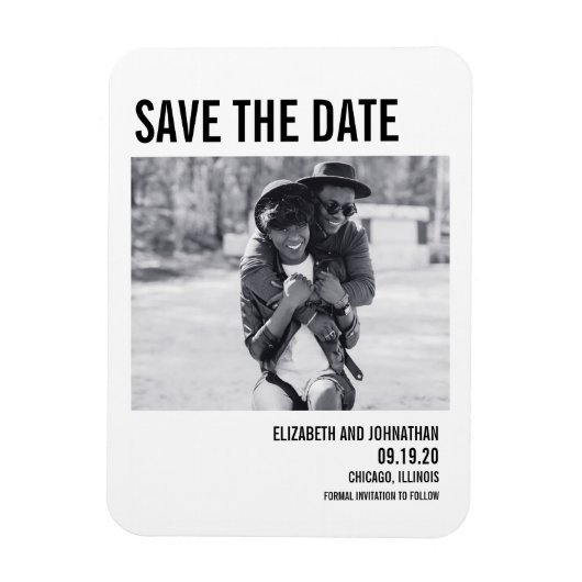 Einfache und minimale Typografie Save the Date-Kar Magnet (Vertikal)