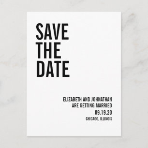 Einfache und minimale Typografie Save the Date Pos Ankündigungspostkarte