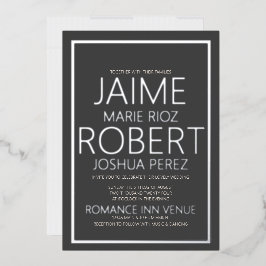 Einfache und MINIMALISTISCHE Karkohle Grau Hochzei Folieneinladung