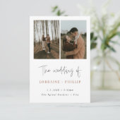 Einfache und moderne 3 Foto QR Codehochzeit Einladung (Stehend Vorderseite)