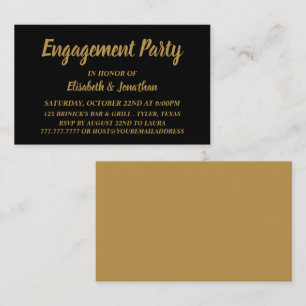 Einfache und moderne Black Gold-Engagement-Party-T Visitenkarte