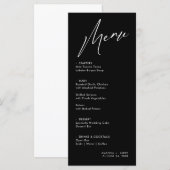 Einfache und moderne Black Wedding Menu Karte (Vorne/Hinten)