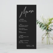 Einfache und moderne Black Wedding Menu Karte (Stehend Vorderseite)