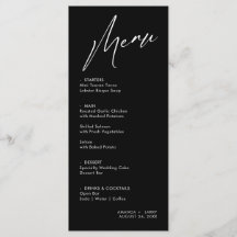 Einfache und moderne Black Wedding Menu Karte