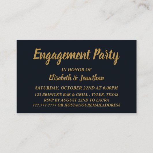 Einfache und moderne Blue/Gold-Engagement-Party-Ti Visitenkarte (Vorderseite)