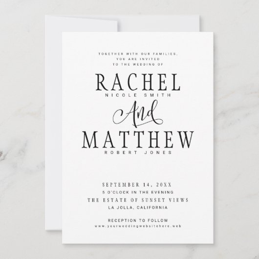 Einfache und moderne Einladung zur Hochzeit (Vorderseite)