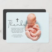 Einfache und moderne Foto Cross Baptisse Vielen Da Dankeskarte (Vorne/Hinten)