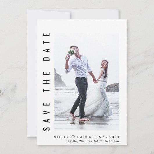 Einfache und moderne Foto Hochzeit Save The Date (Vorderseite)