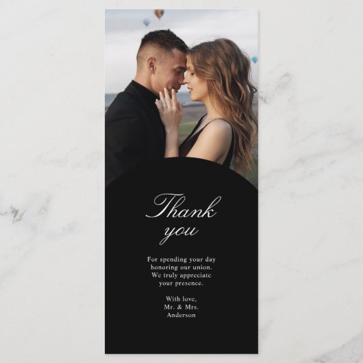 Einfache und moderne Foto-Hochzeitkarte Menükarte (Rückseite)