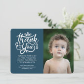 Einfache und moderne Foto Taufe Vielen Dank Dankeskarte (Stehend Vorderseite)