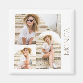 Einfache und moderne FotoCollage mit Namen Magnet
