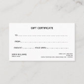 Einfache und moderne Geschenkgutscheine Visitenkarte (Rückseite)