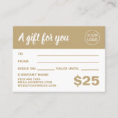 Einfache und moderne Geschenkgutscheine Visitenkarte (Vorderseite)