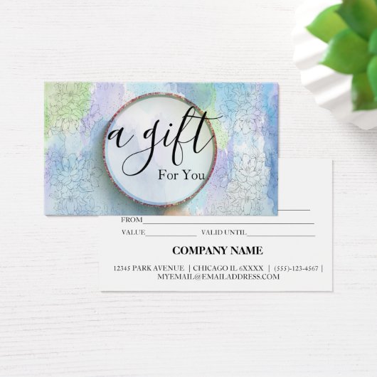 Einfache und moderne Geschenkgutschrift (Schreibtisch)