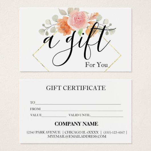 Einfache und moderne Geschenkgutschrift (Vorne & Hinten)