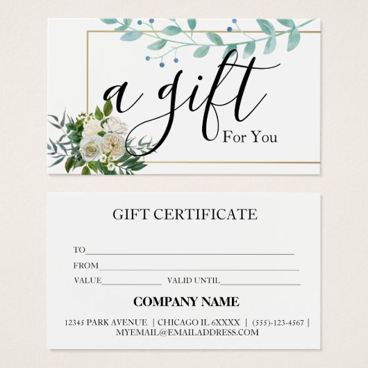 Einfache und moderne Geschenkgutschrift (Vorne & Hinten)