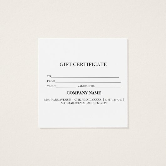 Einfache und moderne Geschenkgutschrift (Rückseite)