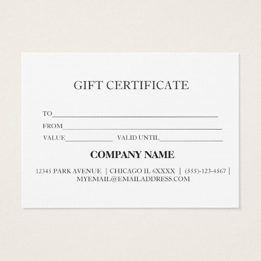 Einfache und moderne Geschenkgutschrift (Rückseite)