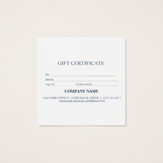 Einfache und moderne Geschenkgutschrift (Rückseite)