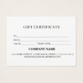 Einfache und moderne Geschenkgutschrift (Rückseite)