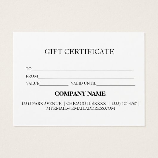 Einfache und moderne Geschenkgutschrift (Rückseite)