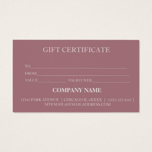 Einfache und moderne Geschenkgutschrift (Rückseite)