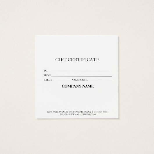 Einfache und moderne Geschenkgutschrift (Rückseite)