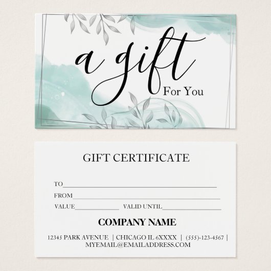 Einfache und moderne Geschenkgutschrift (Vorne & Hinten)